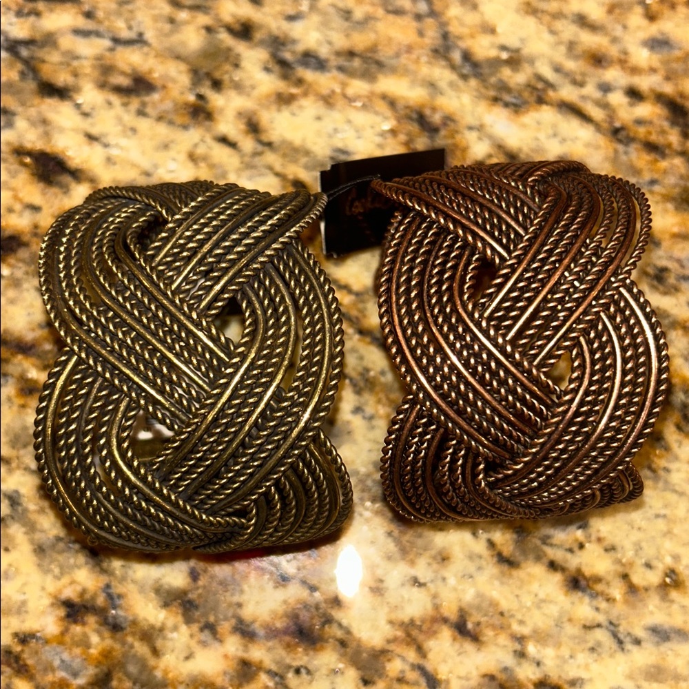 Braided Metal Cuff Bracelet in Gold or Bronze